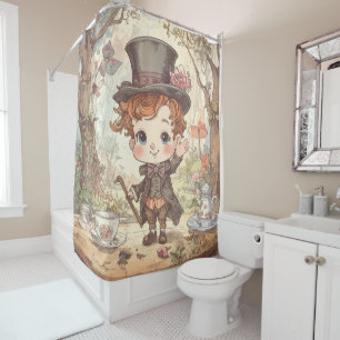 Cute Mad Hatter Whimsical Wonderland Woodland Art Shower Curtain