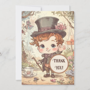 Cute Mad Hatter Whimsical Wonderland Woodland Art Thank You Card