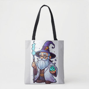 Cute Mad Wizard Scientist – Halloween Cartoon Stic Tote Bag