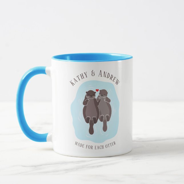 Cute Made for Each Otter Him Her Romantic Couple Mug (Left)