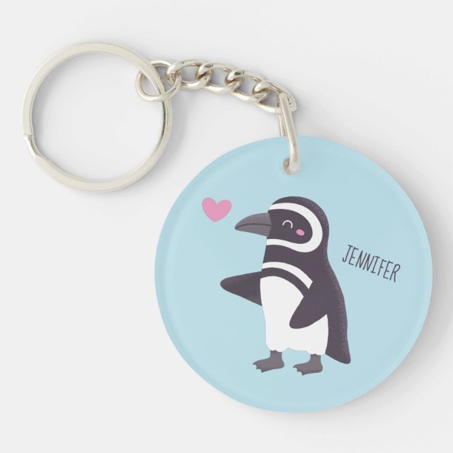 Cute Magellanic Penguin Couple Girlfriend Key Ring (Front)