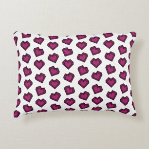Cute Magenta Dark Pink Gemstone Heart pattern Decorative Cushion