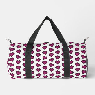 Cute Magenta Dark Pink Gemstone Heart pattern Duffle Bag
