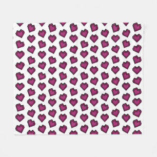 Cute Magenta Dark Pink Gemstone Heart pattern Fleece Blanket