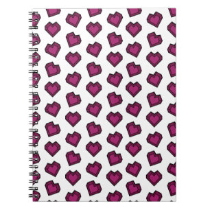 Cute Magenta Dark Pink Gemstone Heart pattern Notebook