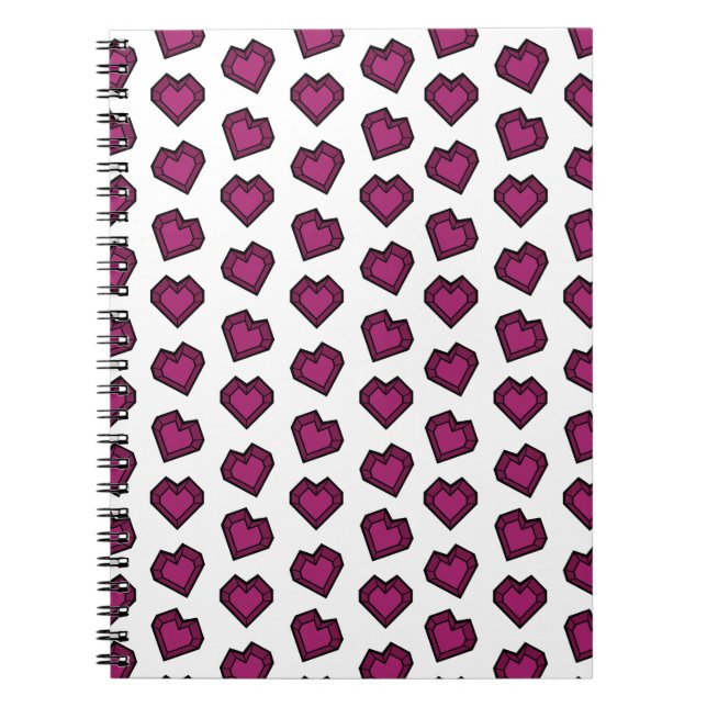 Cute Magenta Dark Pink Gemstone Heart pattern Notebook (Front)