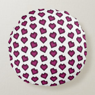 Cute Magenta Dark Pink Gemstone Heart pattern Round Cushion