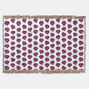 Cute Magenta Dark Pink Gemstone Heart pattern Throw Blanket