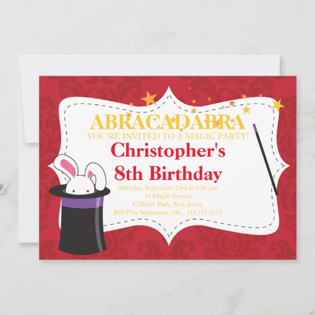 Cute Magic Birthday Party Invitations (Front)