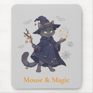 Cute Magic Cat Halloween Mousepad