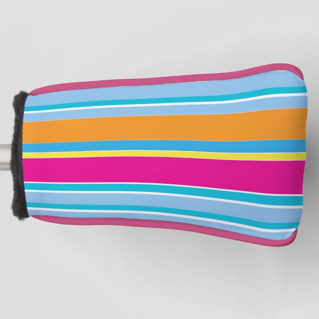 Cute magic colourful stripes golf head cover (Front)