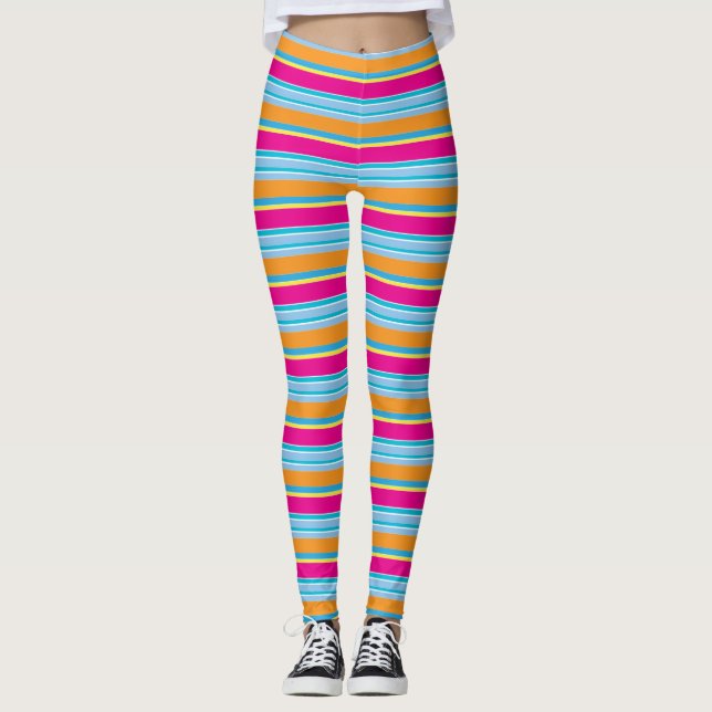 Cute magic colourful stripes leggings (Front)