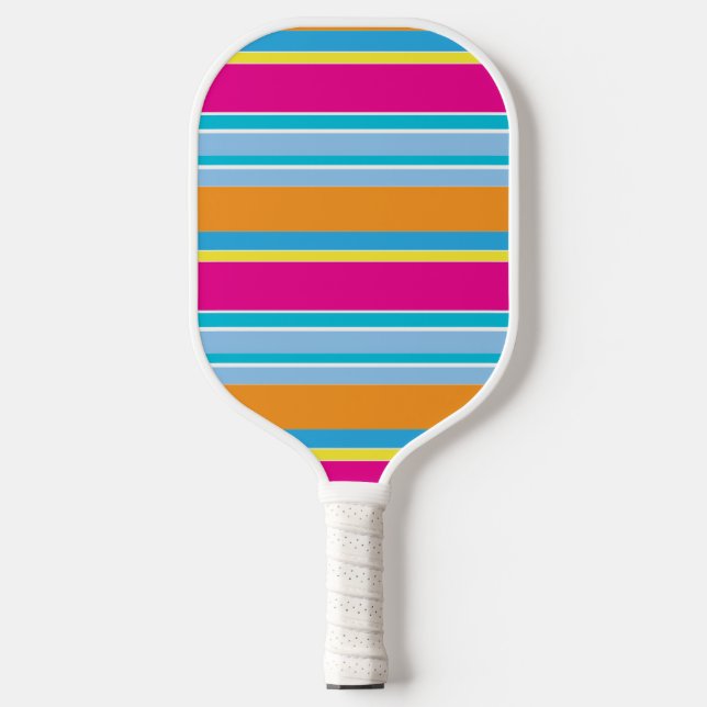 Cute magic colourful stripes pickleball paddle (Front)