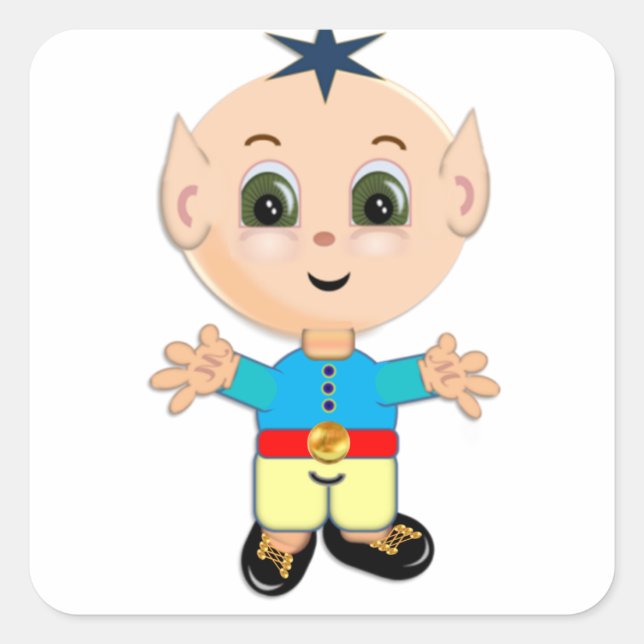Cute magic elf square sticker (Front)