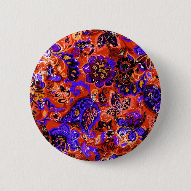 Cute magic floral pattern 6 cm round badge (Front)