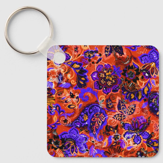 Cute magic floral pattern key ring (Front)