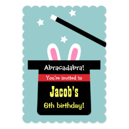 Cute Magic Hat Bunny Birthday Party Invitations