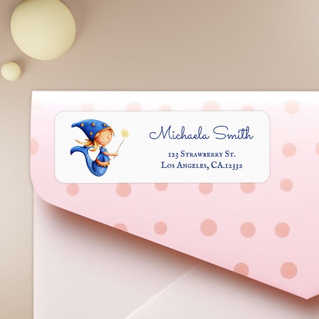 Cute Magic Mermaid Witch Return Address Label (Cute Magic Mermaid Witch Return Address Label)
