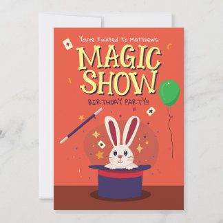Cute Magic Show Birthday Party Invitation