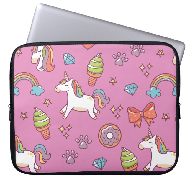 Cute Magic Unicorn Laptop Sleeve (Front)