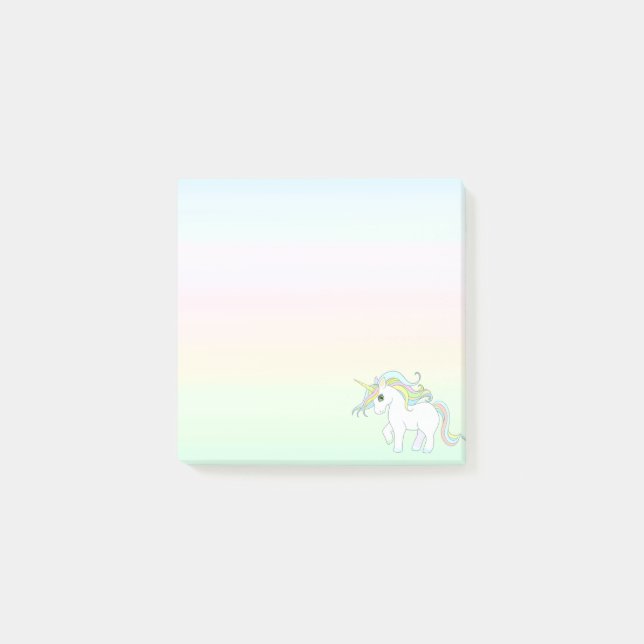 Cute Magic Unicorn on Pastel Colours Post-it Notes (Front)