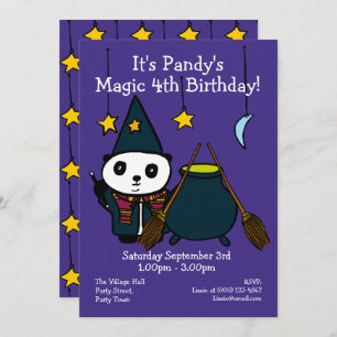 Cute Magic Wizard Panda Birthday Party Invitation
