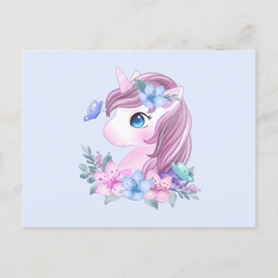 Cute & Magical Baby Unicorn with Big Eyes Postcard