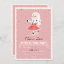 Cute Magical Ballerina Unicorn Pink Girl Birthday