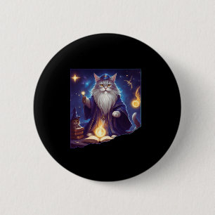 Cute Magical Cat Wizard Purrfect Wizard Feline Hal 6 Cm Round Badge