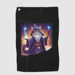 Cute Magical Cat Wizard Purrfect Wizard Feline Hal Golf Towel