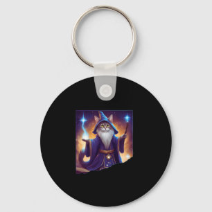 Cute Magical Cat Wizard Purrfect Wizard Feline Hal Key Ring