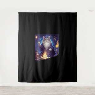 Cute Magical Cat Wizard Purrfect Wizard Feline Hal Tapestry