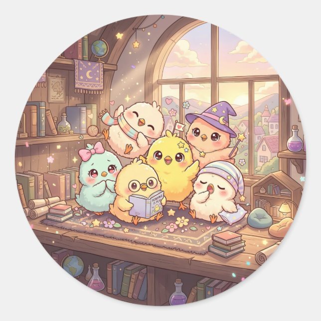 Cute Magical Chicks Sticker (Front)