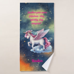 Cute Magical Colourful Unicorn Girly Birthday Gift Bath Towel Set