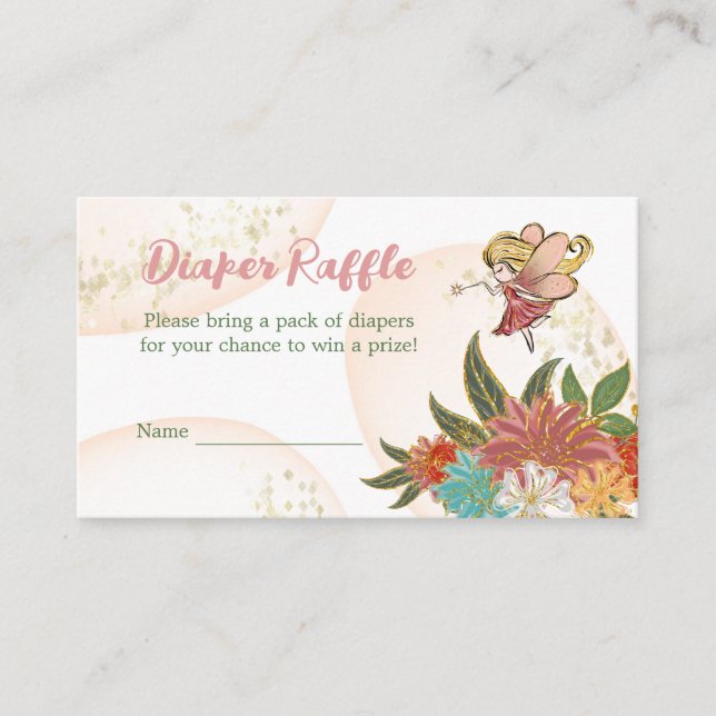Cute Magical Fairies Woodland Diaper Raffle Game Business Card (Front)