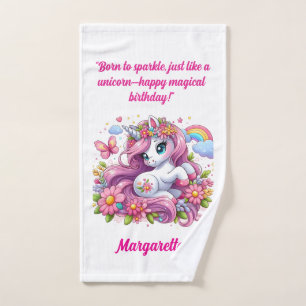 Cute Magical Floral Unicorn Girly Birthday Gift Bath Towel Set