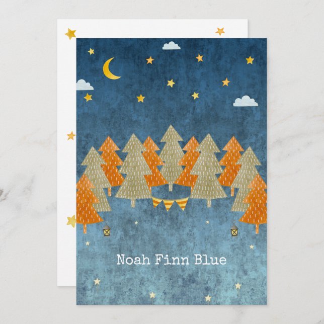 Cute Magical Forest Trees And Stars Card (Front/Back)