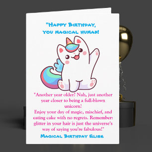 Cute Magical Funny Unicorn Kids Birthday Greeting Card