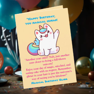Cute Magical Funny Unicorn Kids Birthday Greeting Card