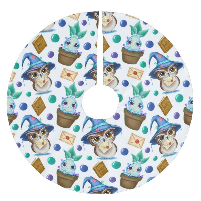 Cute Magical Halloween Pattern Brushed Polyester Tree Skirt (Front)