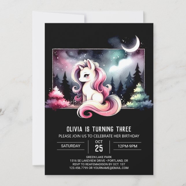 Cute Magical Horse Birthday Invitation (Front)