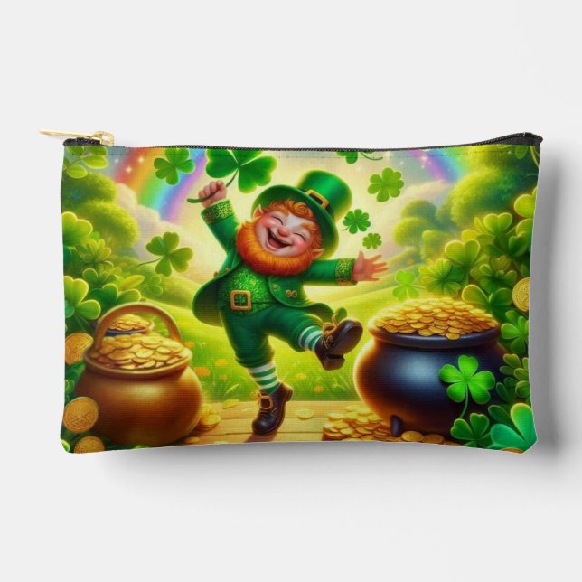 Cute, magical Leprechaun Saint Patrick's Day Accessory Pouch (Front)