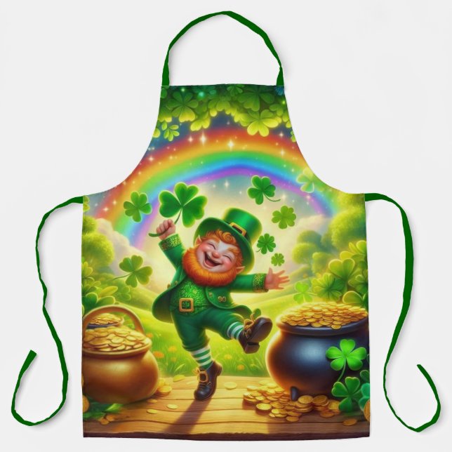 Cute, magical Leprechaun Saint Patrick's Day Apron (Front)