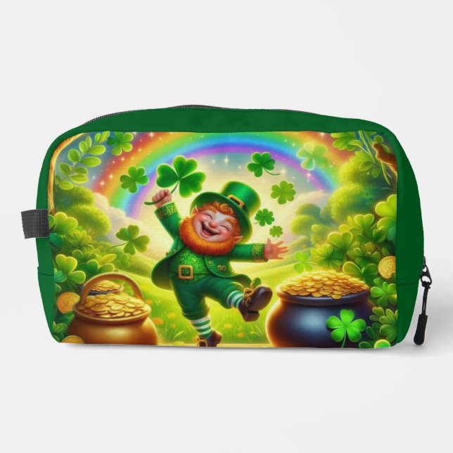 Cute, magical Leprechaun Saint Patrick's Day Dopp Kit (Front)