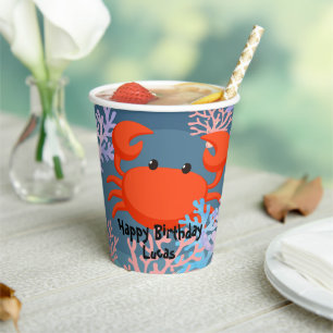 Cute Magical Mermaid fish coral sea Birthday girls Paper Cups