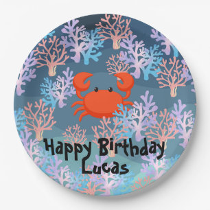 Cute Magical Mermaid fish coral sea Birthday girls Paper Plate
