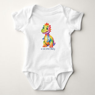 Cute Magical Rainbow Dinosaur Happy Birthday Party Baby Bodysuit