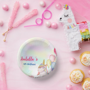 Cute Magical Rainbow Unicorn Birthday Party  Paper Plate