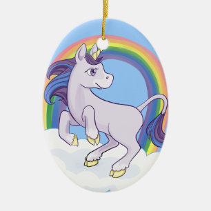 Cute Magical Rainbow Unicorn Ceramic Ornament