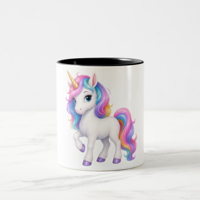 Cute Magical Rainbow Unicorn Coffee Mug (Center)